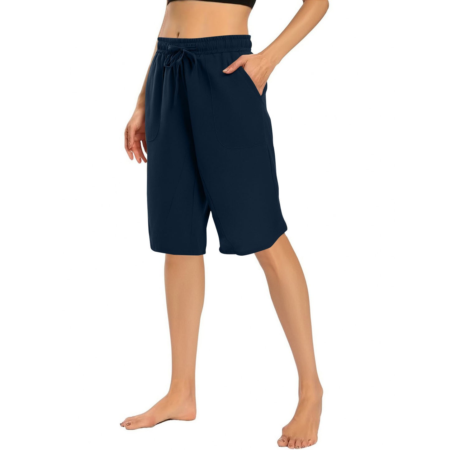 Cotton Linen Capri Pants Loose Wide Leg Women's Hip Hop Sports Bermuda Shorts