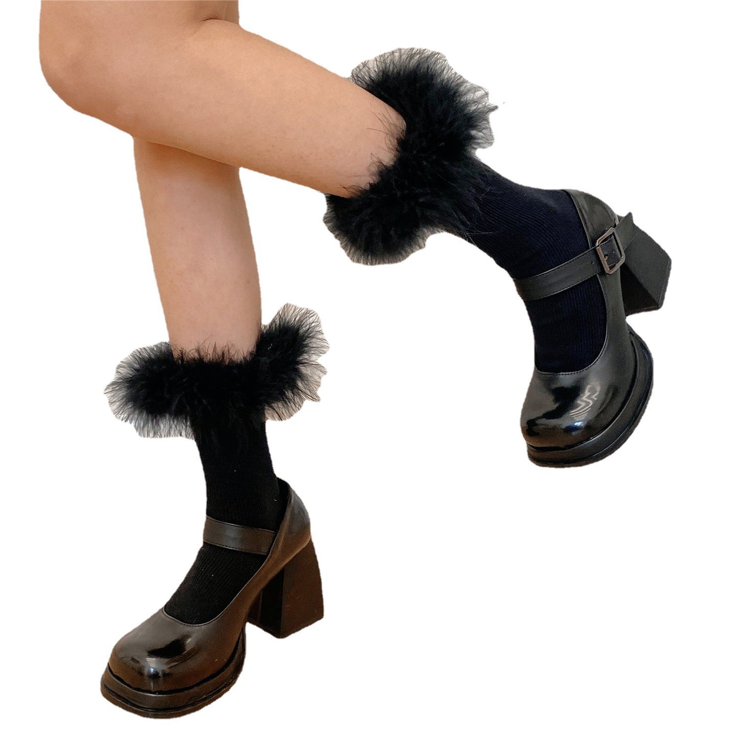 New Puffy Feather Pile Style Mid-calf Girl Cotton Socks