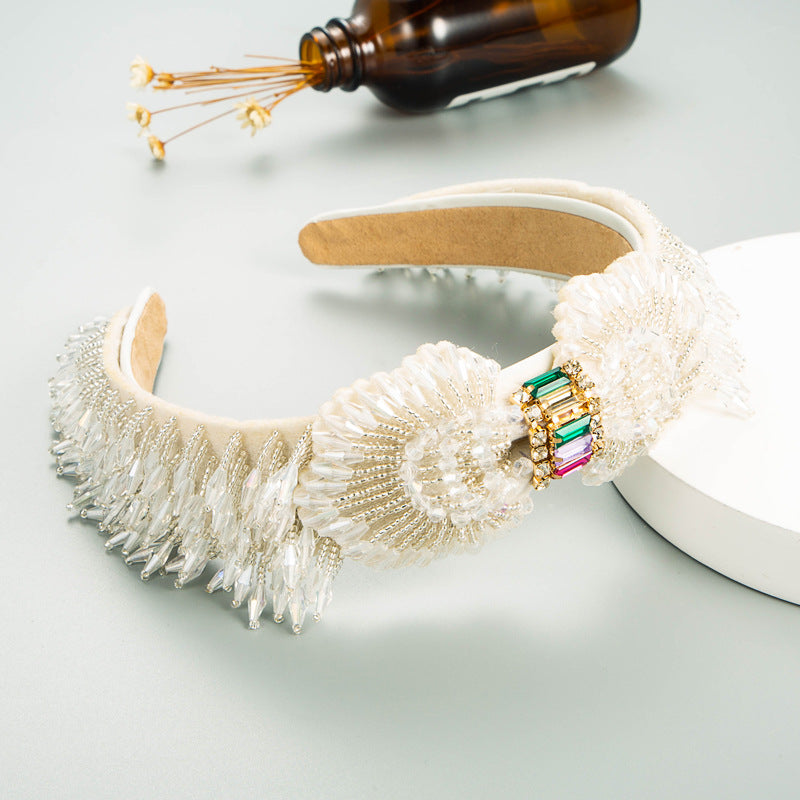 Baroque Crystal Fringed Headband With Wide Side