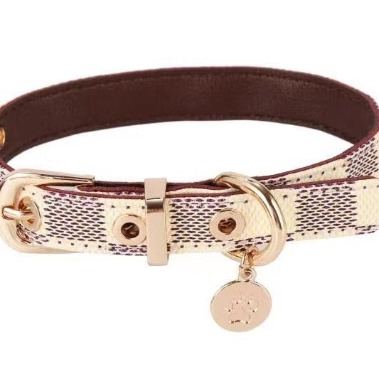 Old Flower Leather Pet Collar Cool Cute