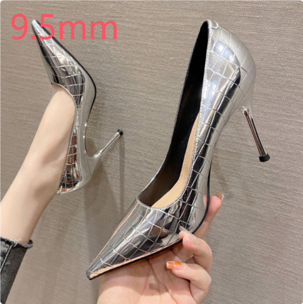 Patent Leather High Heels French Pointed Toe