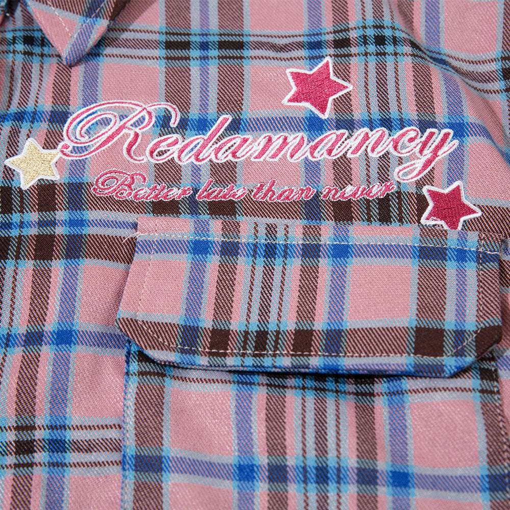 Casual Embroidered Letter Shirt Outer Wear Male And Female Couples Wear