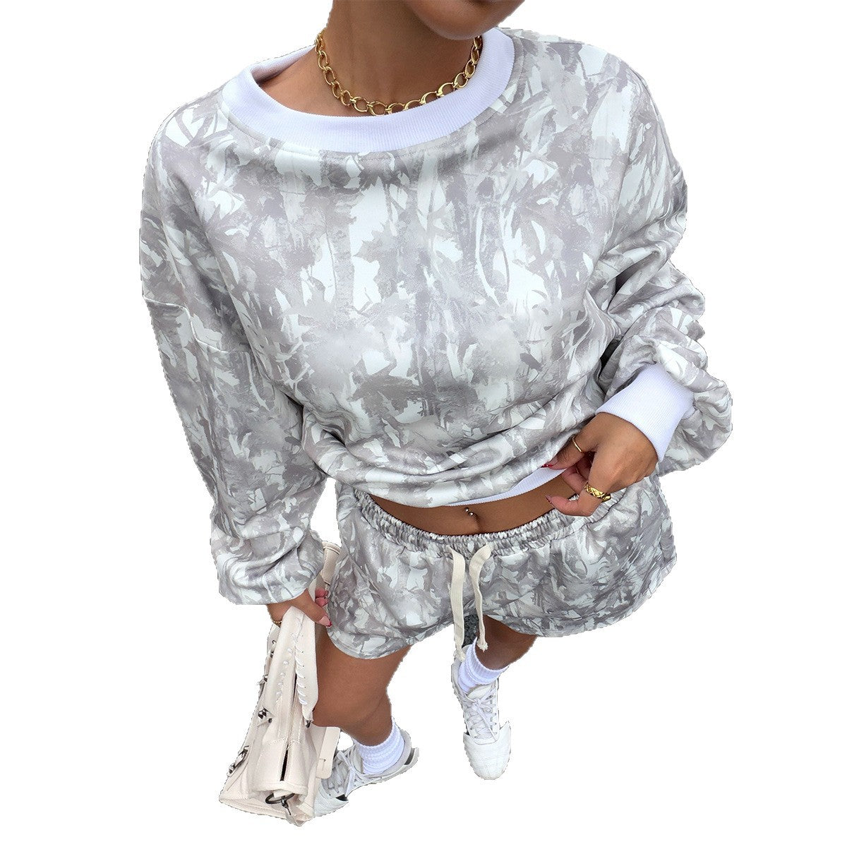Fashionable Casual Street-style Printed Long-sleeve Set
