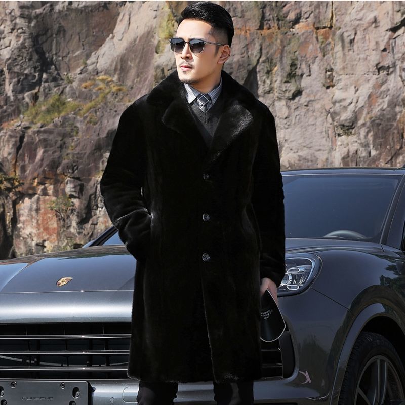 Men's Thick Mid-length Faux Leather Jacket
