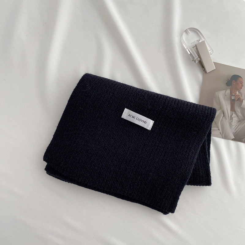 Women's Monochrome Thick Wool Knitted Scarf