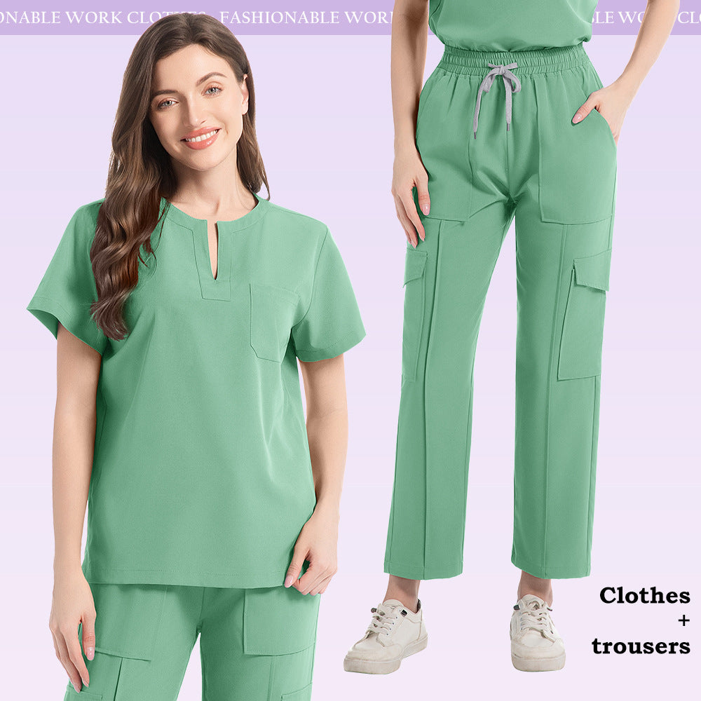 New V-neck Two-piece Medical Work Uniform