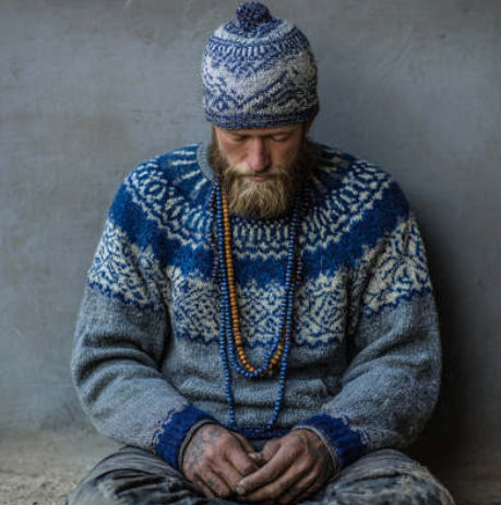 Mens Loose-Fit 3D-Printed Long-Sleeve Pullover