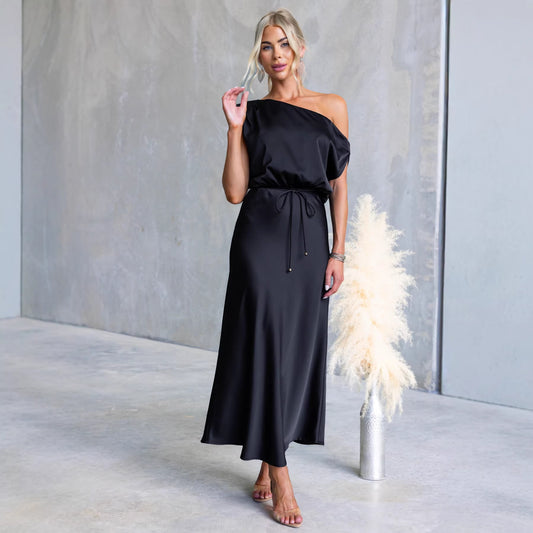Off-Shoulder Sexy Solid Color Elegant Womens Dress