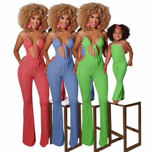 Street Sexy Fashion Striped Parent-child Suit