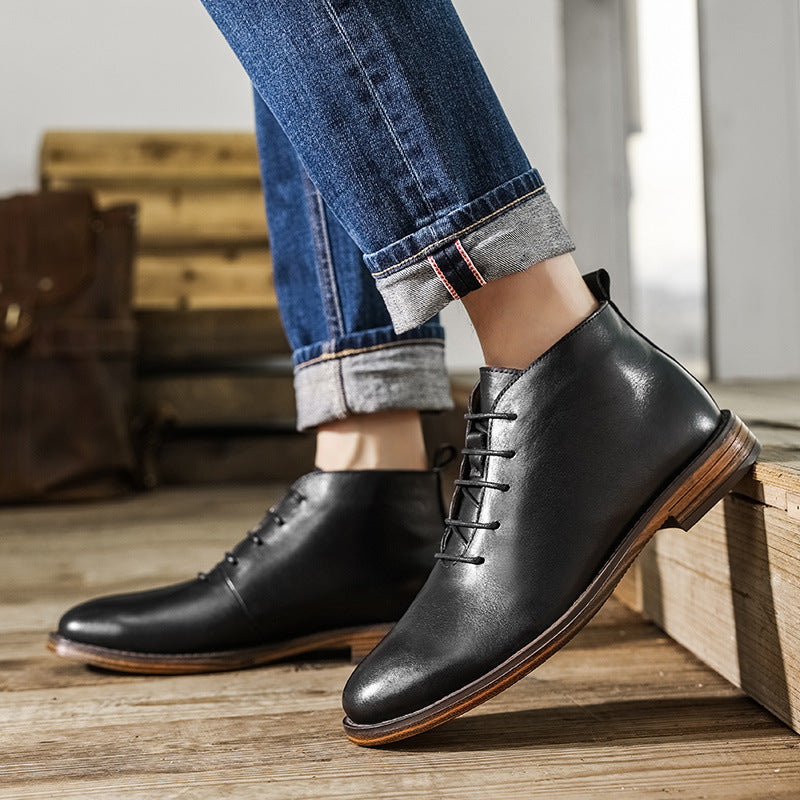 High-top Shoes Men's Business Suit Leather Boots England