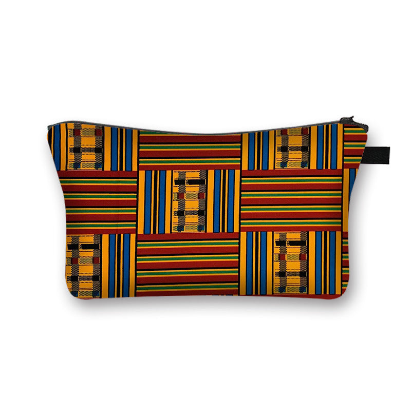 Ny Geometrisk Print Polyester Kosmetiktaske Stor Kapacitet Clutch Taske Dame Mode Rejse Opbevaringstaske