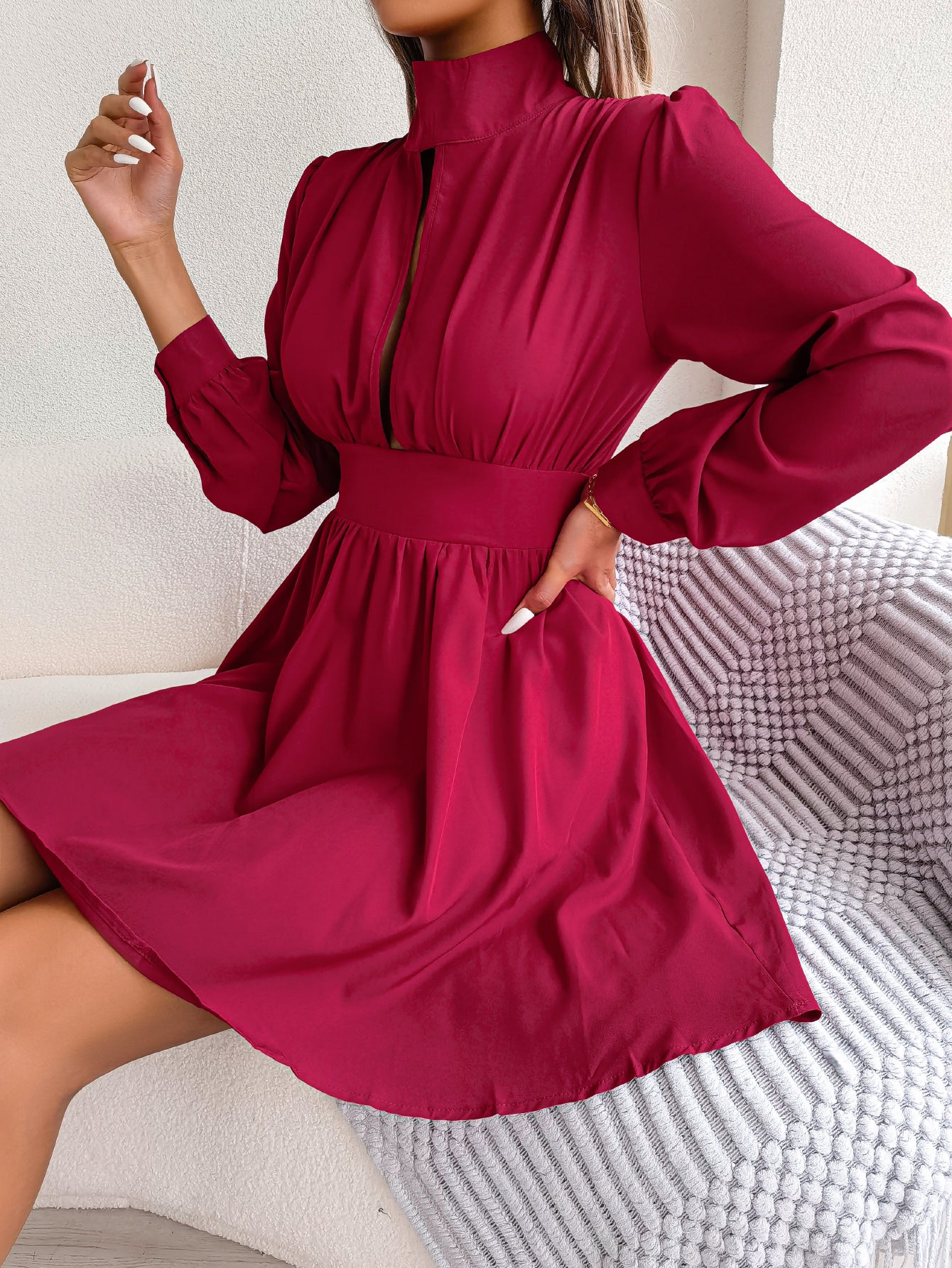 Women   Sexy Cutout Tie Waist Flowy Dress