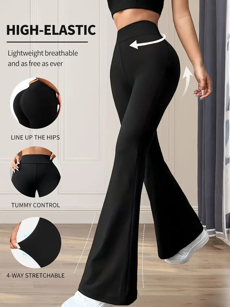 Dame Flared Yogabukser Med 3D Print