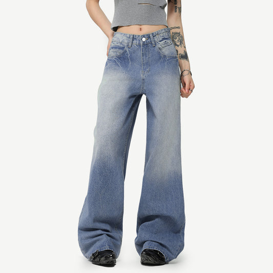 Gradient Washed Ice Blue High Street Jeans