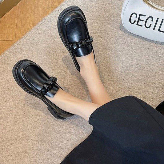 Round Toe Niche College Style Korean Style Small Leather Shoes