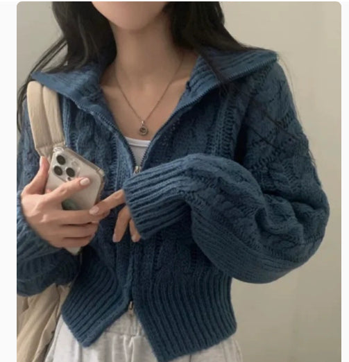 Early Sweater Coat Slim Fit Slimming V-neck Long Sleeve Top