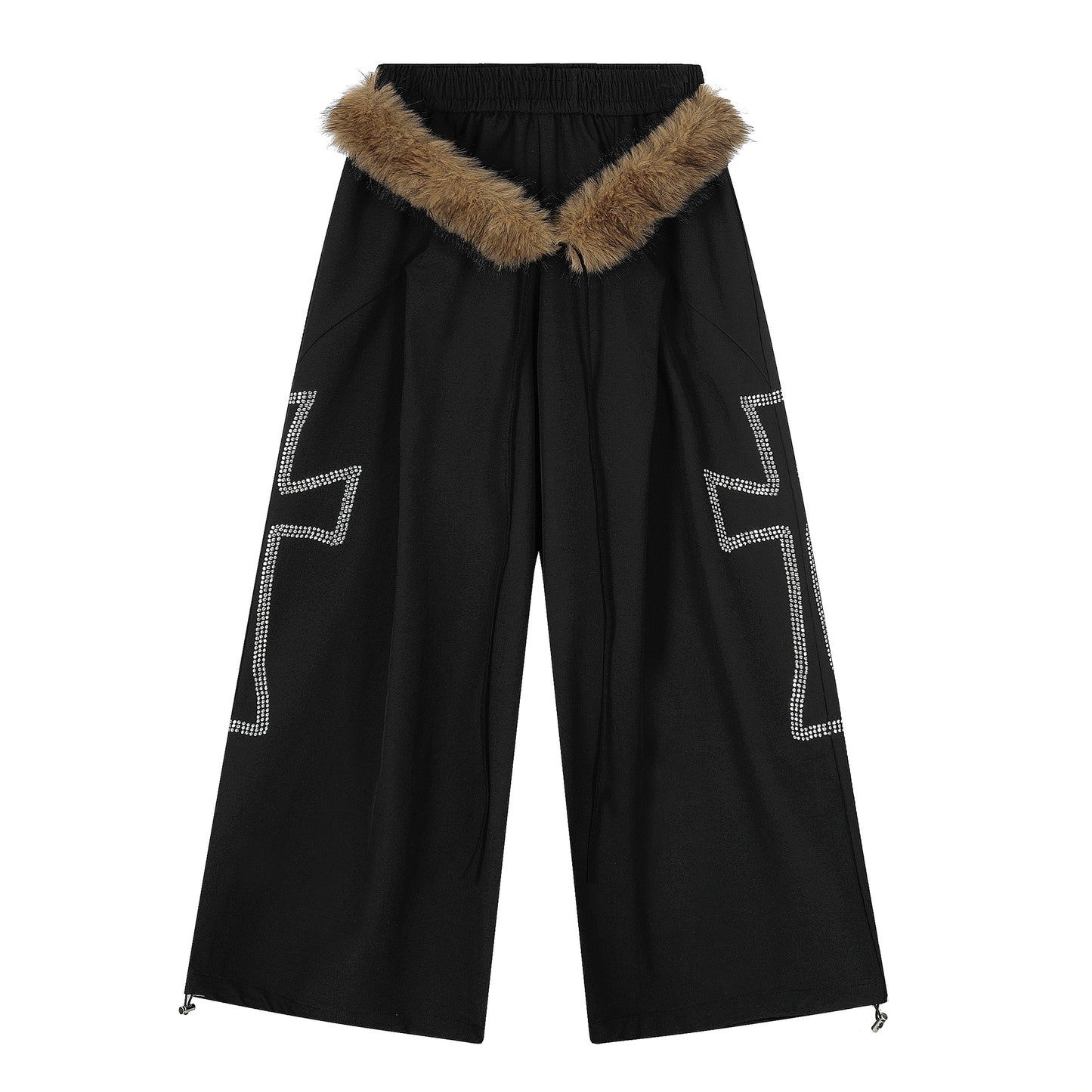 American Retro Deconstructed Detachable Fur Collar Overalls