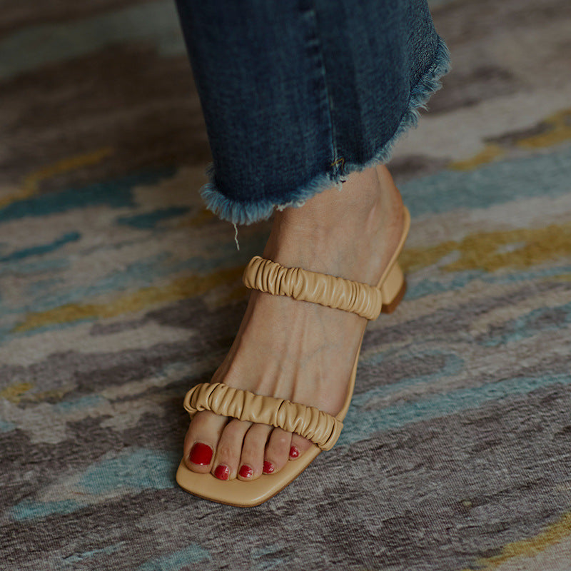 New Holiday Style Broadband Lazy Mid-heel Women's Shoes