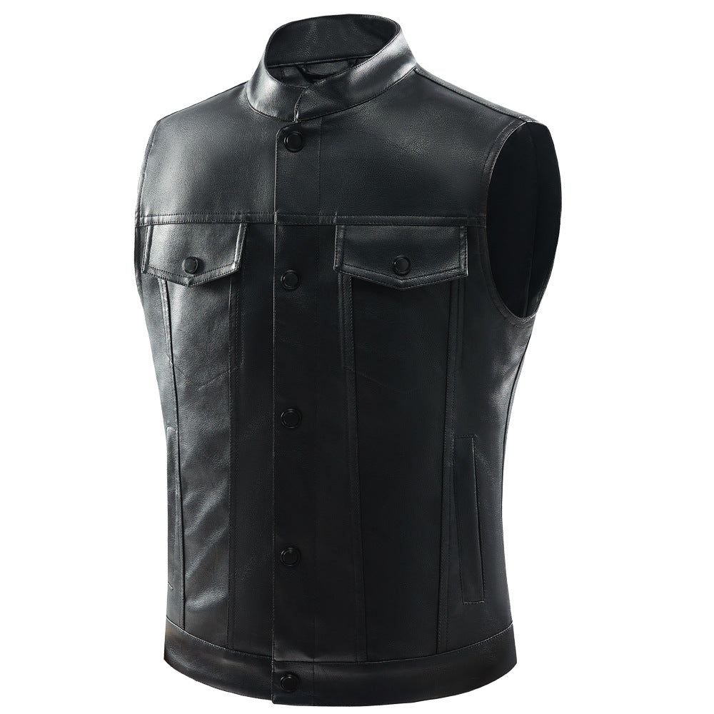 Men's Casual Multi-pocket Stand Collar Vest Coat