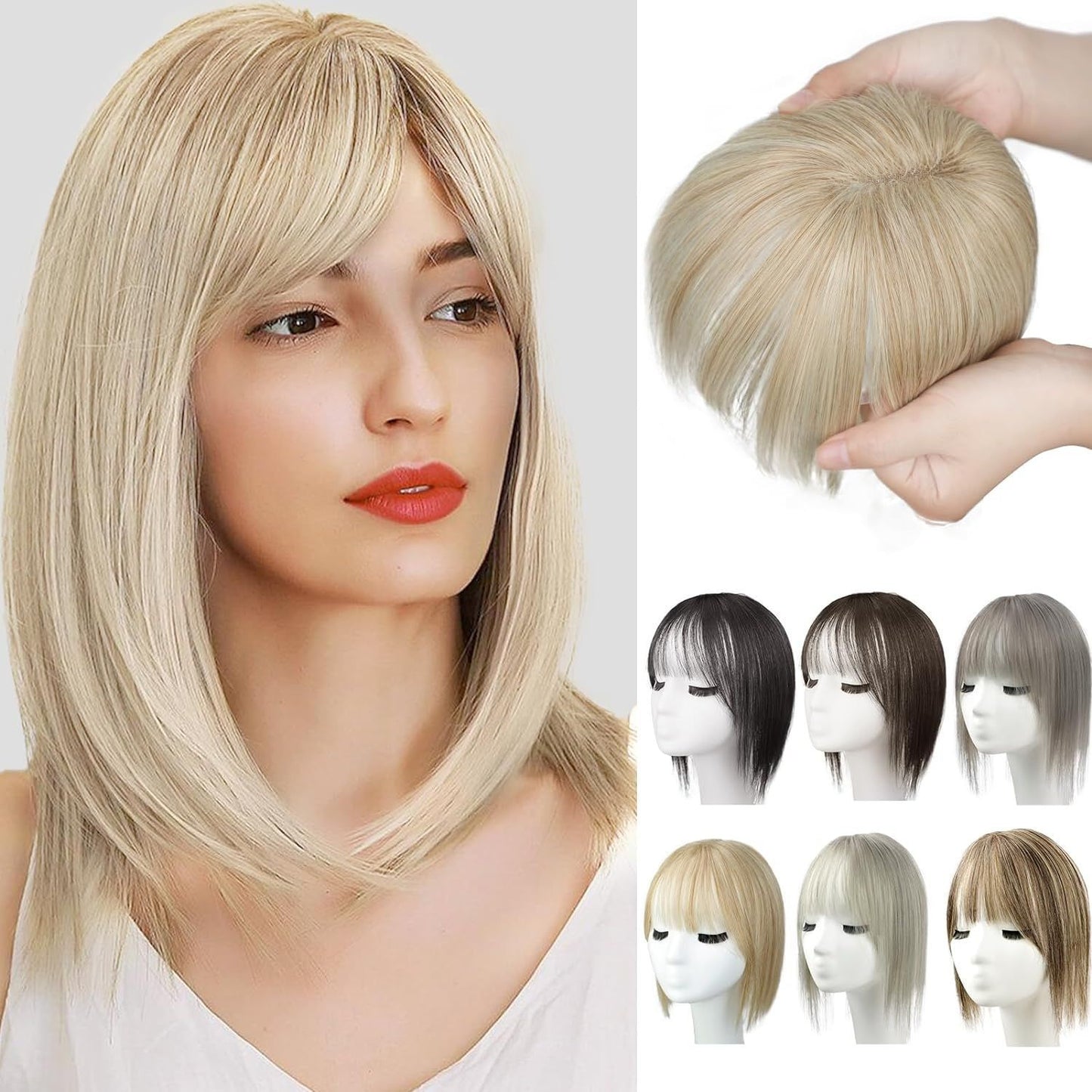 Wig Women's Natural Lightweight Breathable Cover Gray Hair Invisible