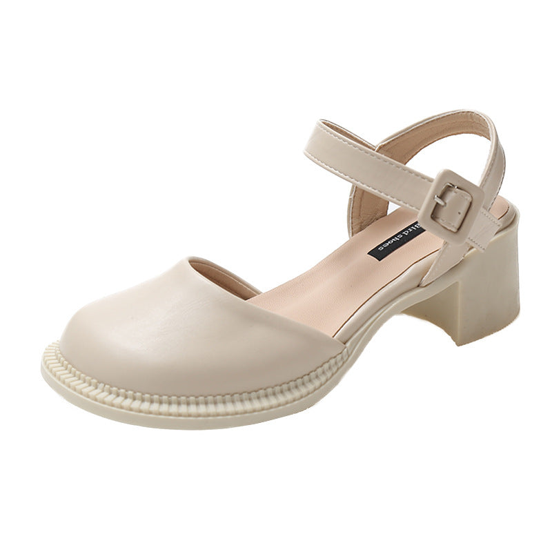 New High Thick Heel Buckle With Fairy Toe Shoes And Big Toe Sandals