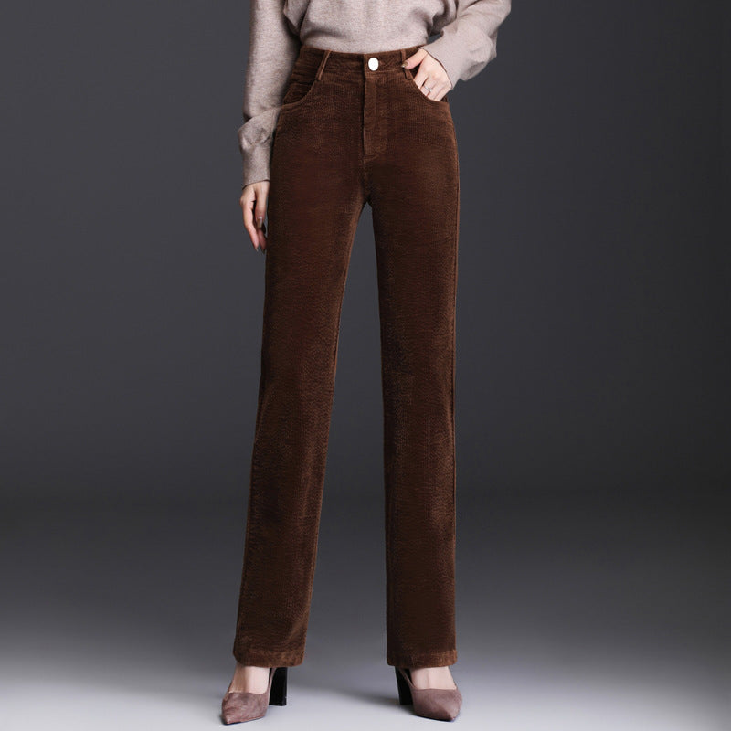 High Waist Straight Corduroy Women's Pants Loose Lamp Wick