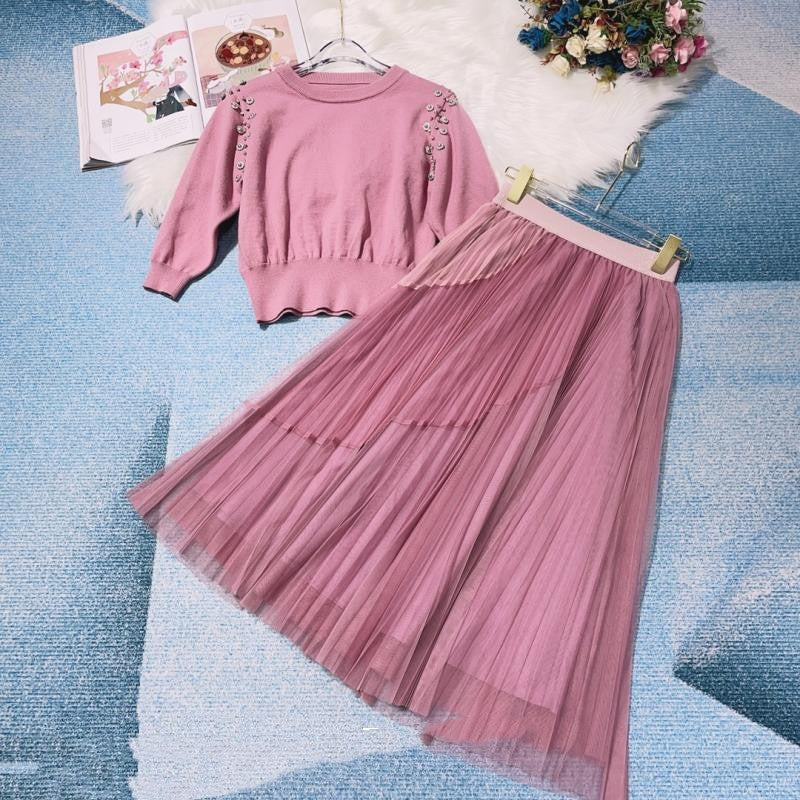 Top Panel Mesh Skirt Set