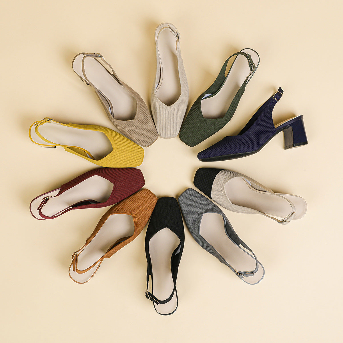 Square Toe Cap High Heel Sandals