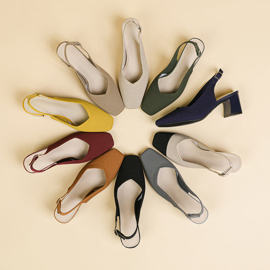 Square Toe Cap High Heel Sandals