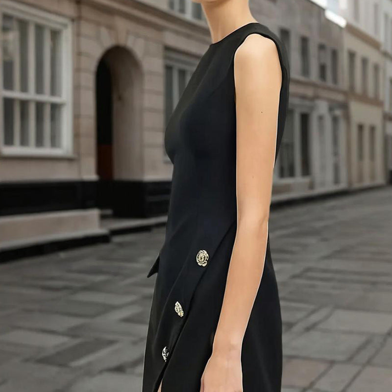 New Womens Solid-color Sleeveless Loose-fit Cropped Dress
