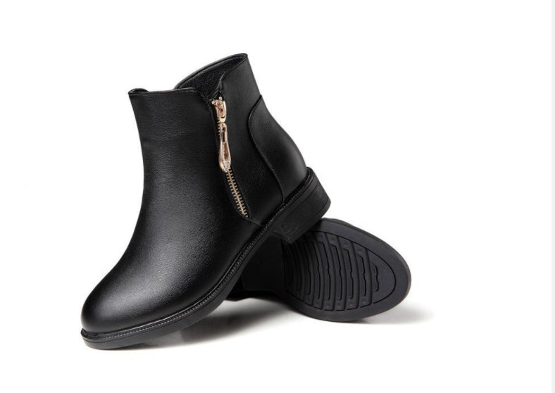 Women's Thick-heeled Non-slip Round Toe Soft-soled Martin Boots