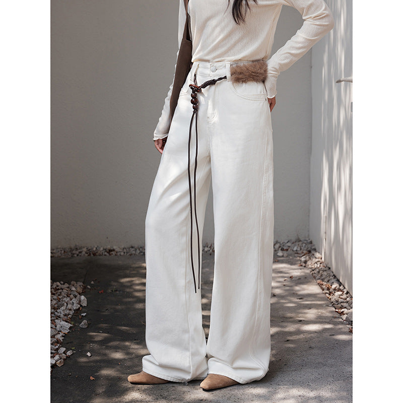 Womens Stylish Straight-leg Jeans With A Belt
