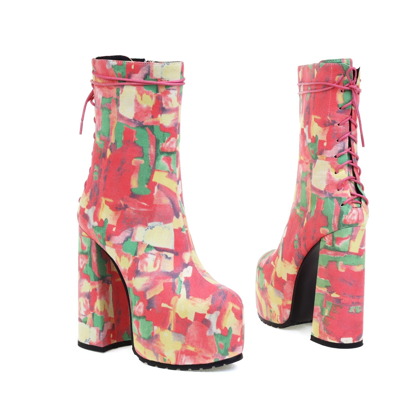 Round Toe Viscose Shoes Low Cut Faux Fur Fashion Boots