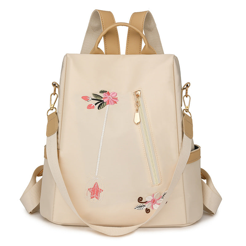 Ethnic Style 3D Embroidered Backpack Women's Waterproof Oxford Cloth