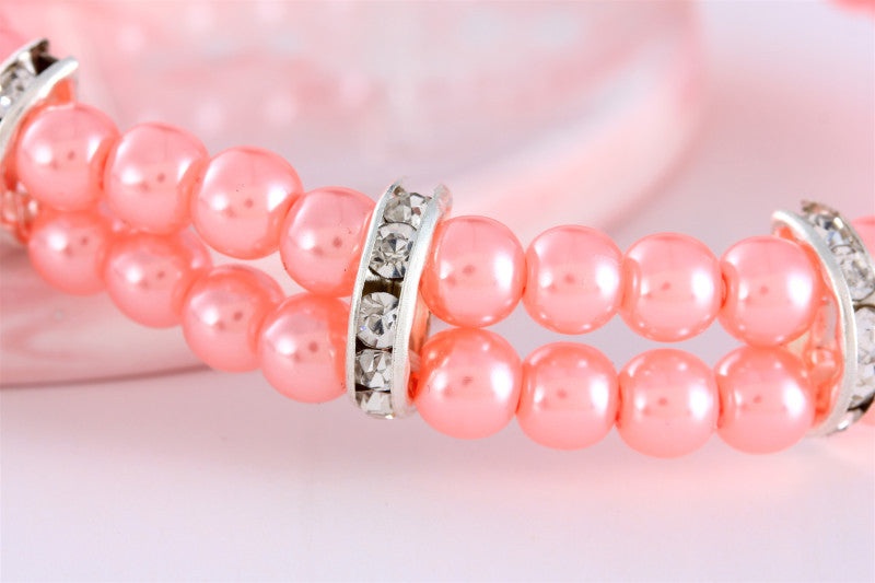 Pet Supplies Two Row Pearl Necklace With Elastic