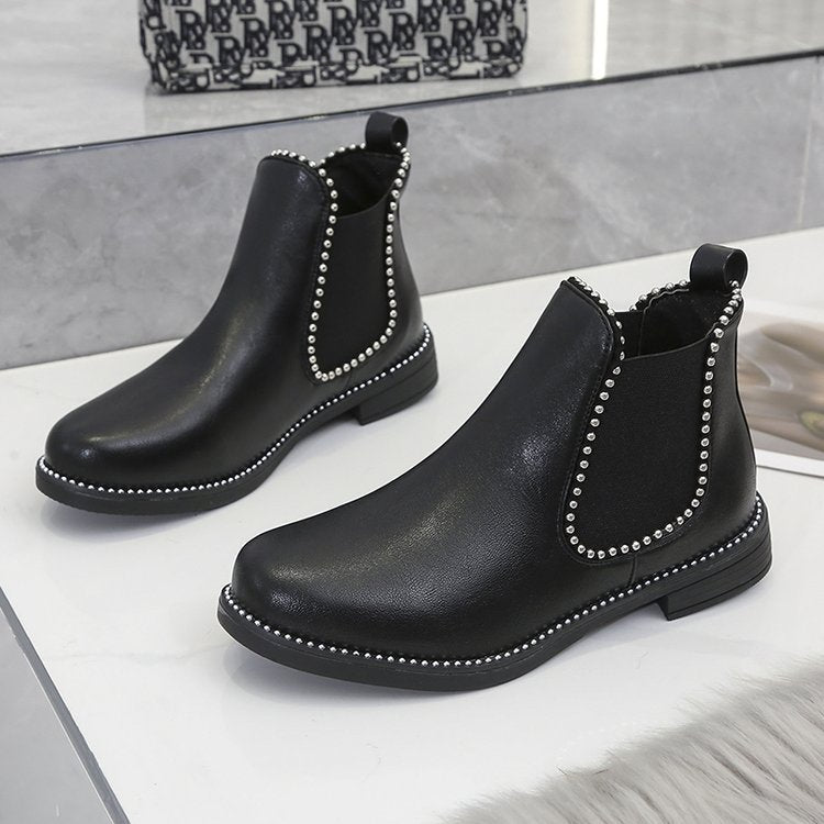 Women's British Style Autumn Small Boots With Thick Heel