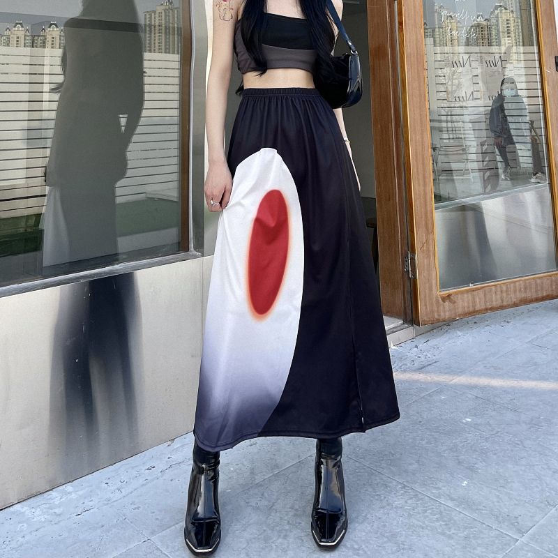 Women's Elastic Waist Split Skirt Casual A- Line Dress