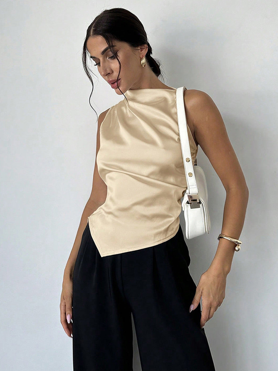 Womens Summer Satin Shirt Minimalist Design