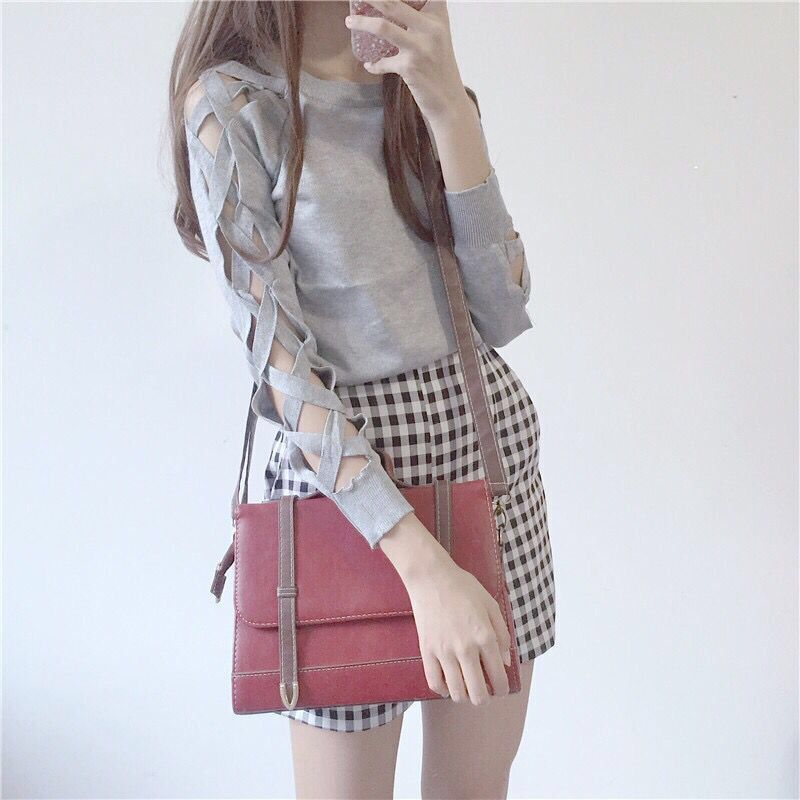Spring And Autumn Pullover Sexy Cutout Round Neck Knitted Bottoming Shirt