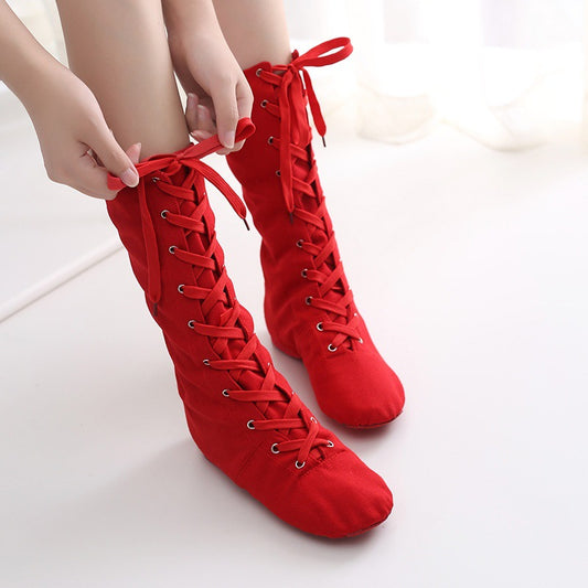 High Top Lengthened Adult Canvas Jazz Boots Soft Sole