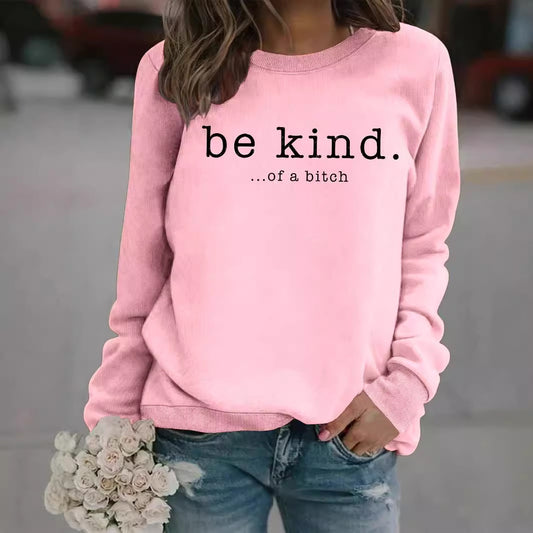 Ladies' Fashionable Round Neck Printed Hoodie