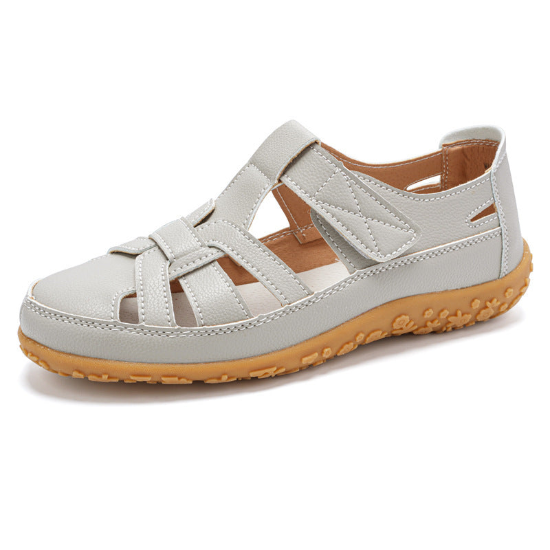 Handmade Retro Sandals Soft Bottom Mom Shoes Velcro