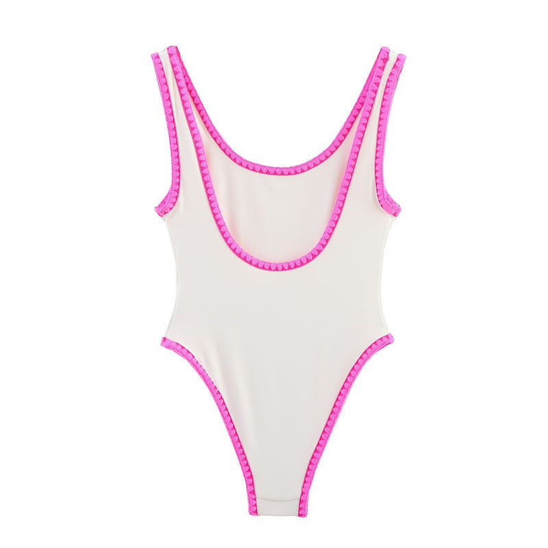 Season Simple Sexy Contrast Color Slim Fit One-piece Swimsuit