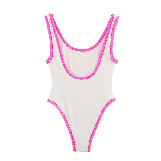 Season Simple Sexy Contrast Color Slim Fit One-piece Swimsuit