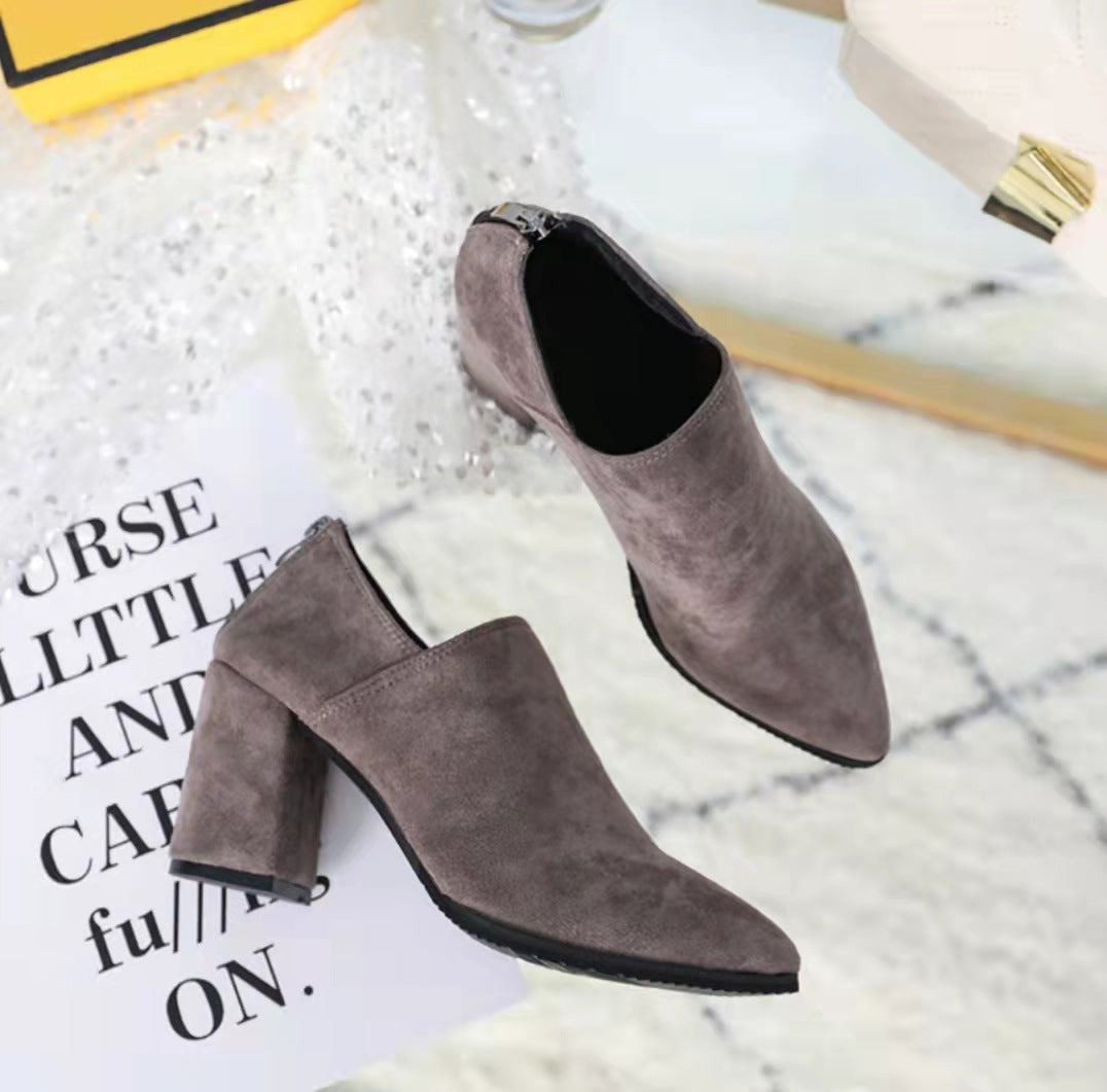 Women's Single Boots High Heels All Match Solid Color