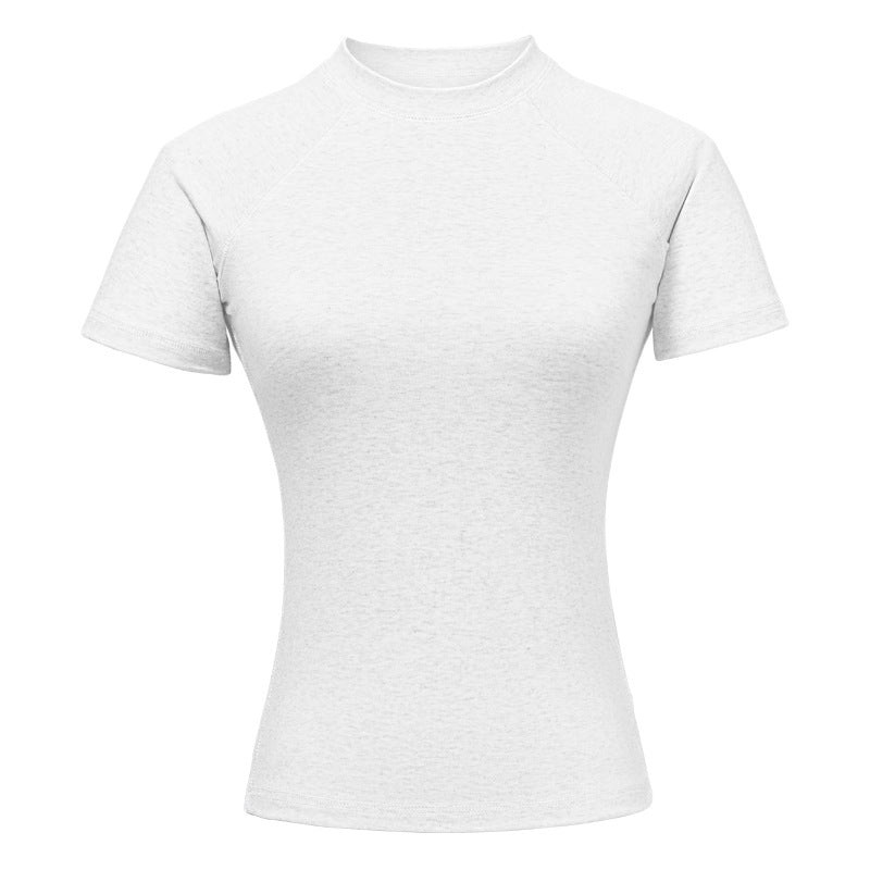Round Neck Raglan Sleeves T-shirt Female Hot Girl Solid Color Top American Style