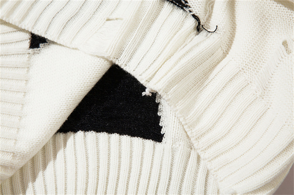 Color Contrast Patchwork Sweater Men's