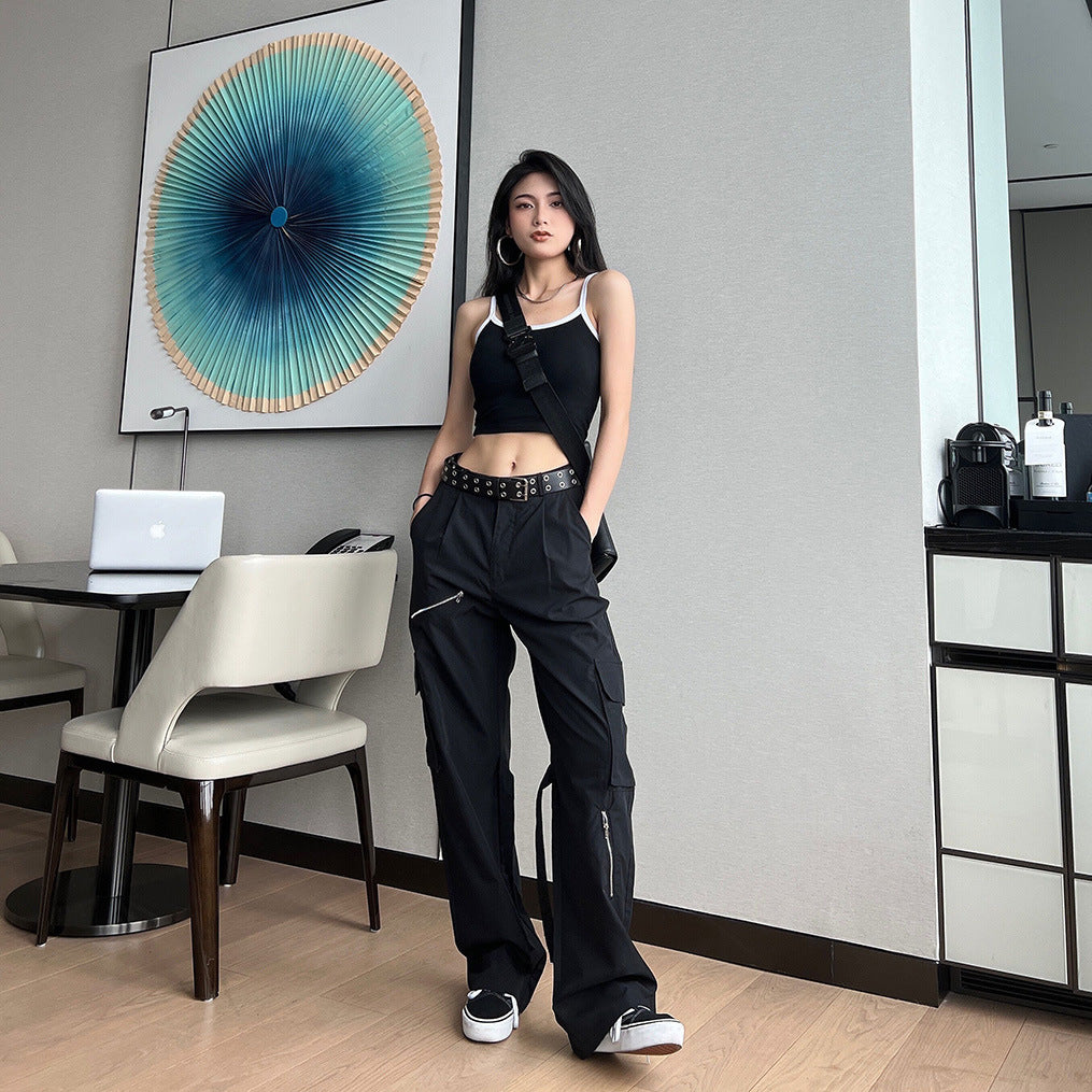 Retro Slimming Overalls With Multiple Pockets