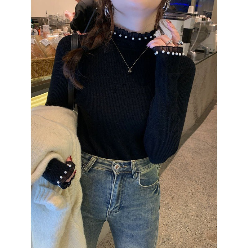 Sensual Semi-high-neck Knit Top
