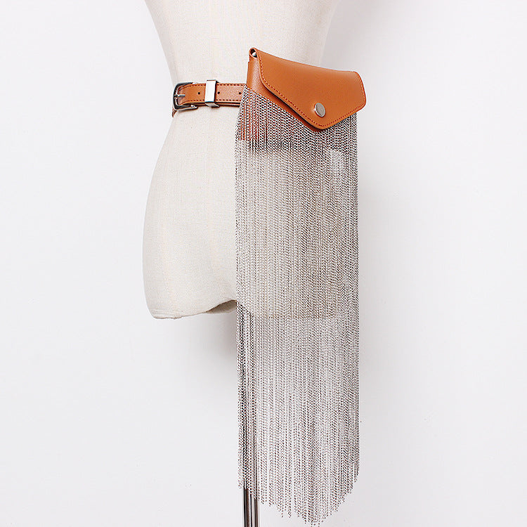 Concave Street Style Personality Tassel Chain Waist Bag Women